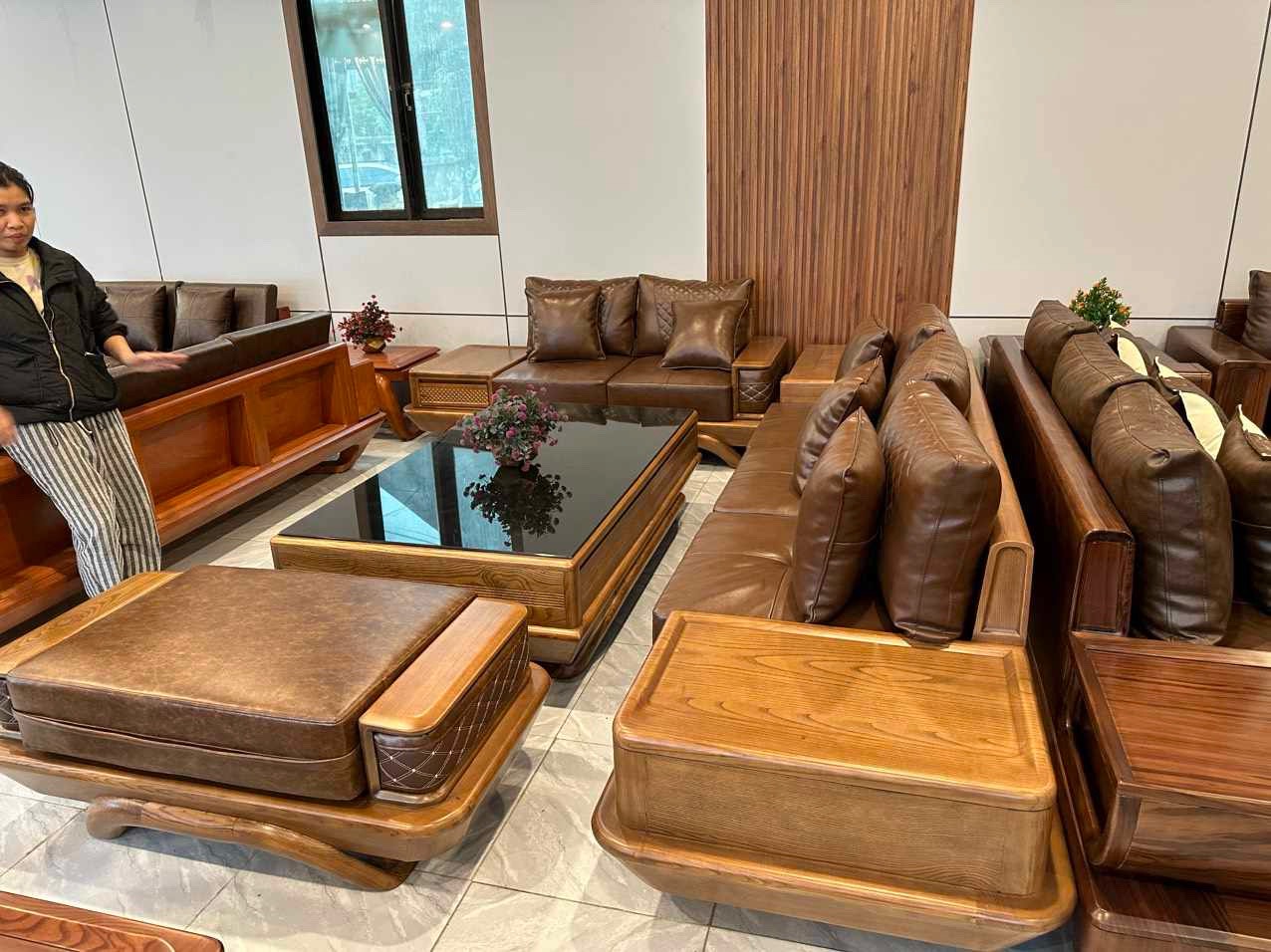 sofa gỗ sồi hàng dày 2 lớp loại 1
